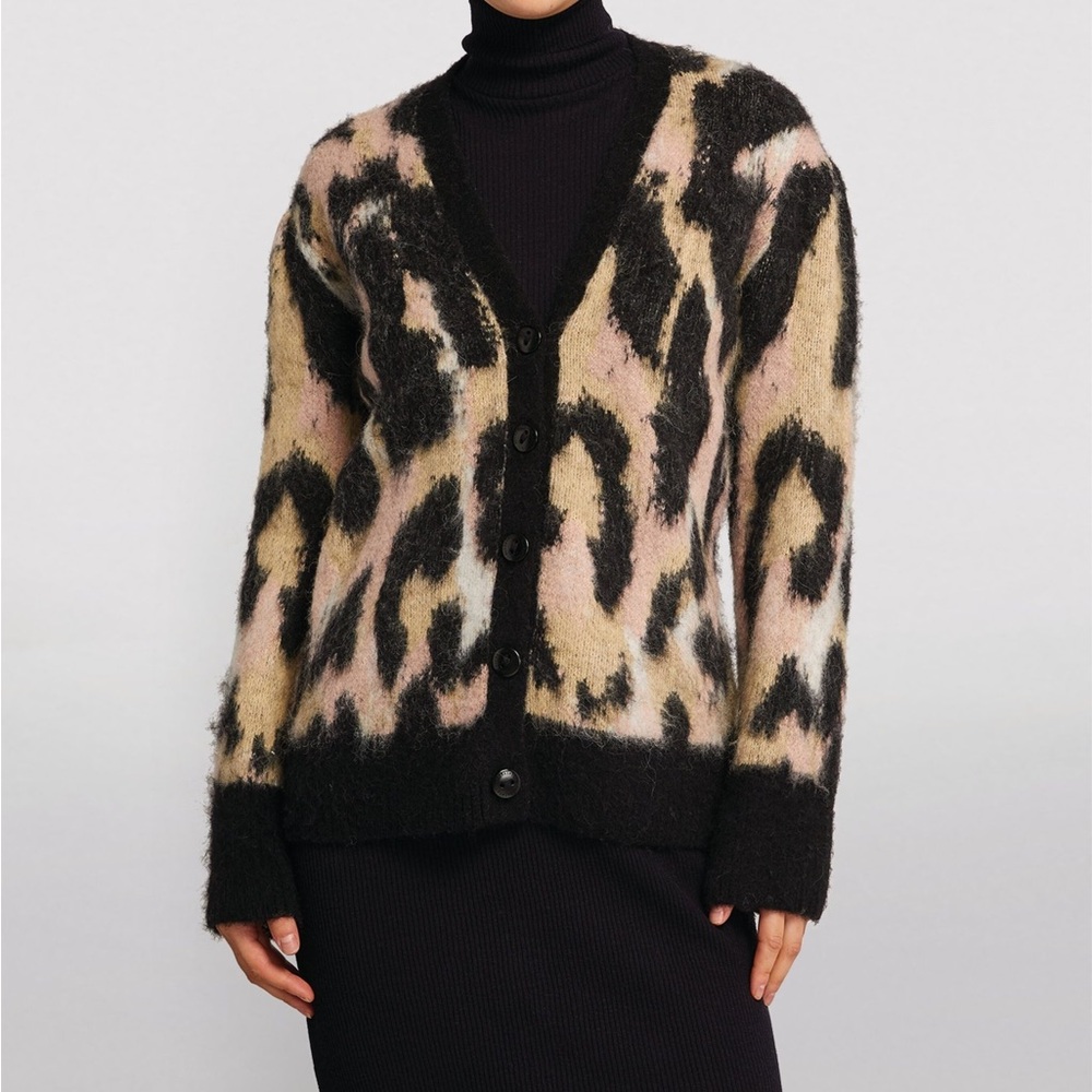 All Saints black animal print lunar cardigan